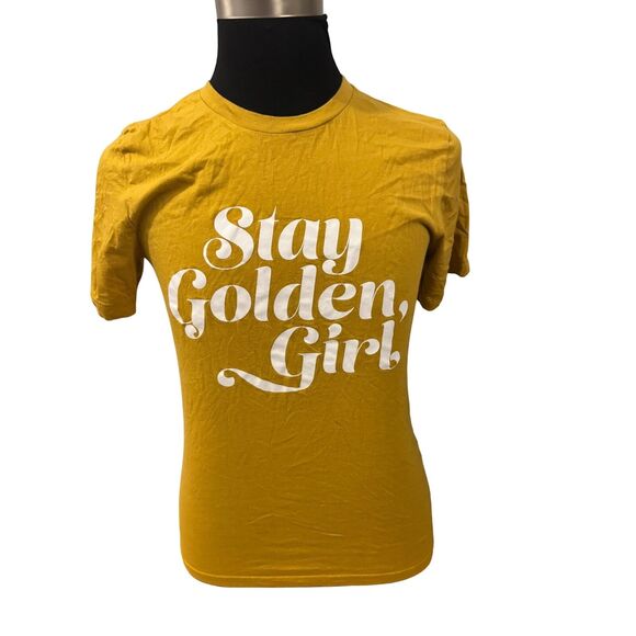 "Stay Golden Girl" Mustard Graphic Tee‎ - Unisex - Cotton Blend - - Picture 1 of 5